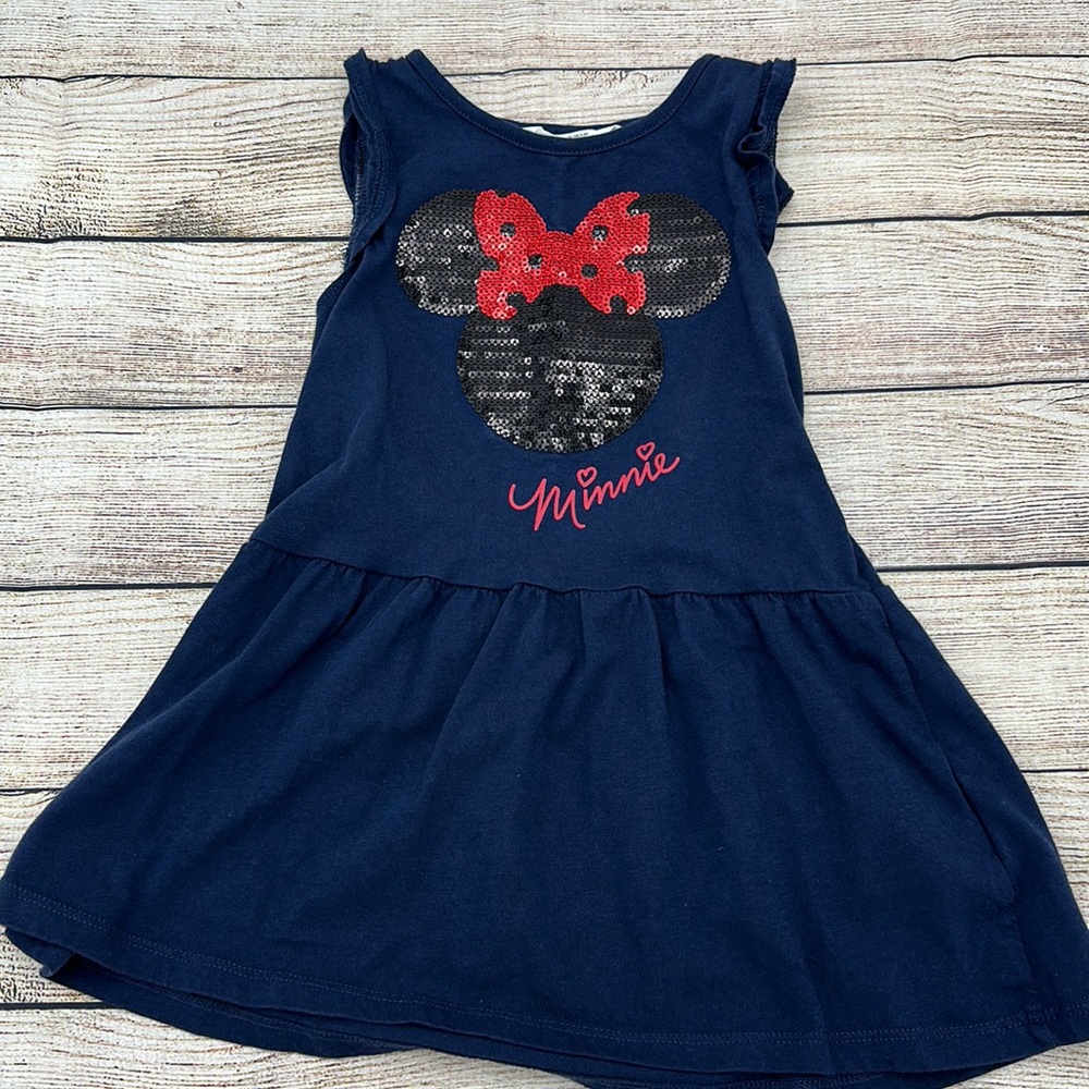 H&M Navy Cotton Minnie Mouse Dress Sz 2-3Y